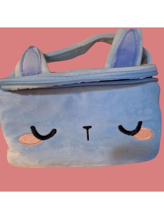Nicole Miller Handbags - Nicole Miller Blue Bunny Plush Makeup Bag